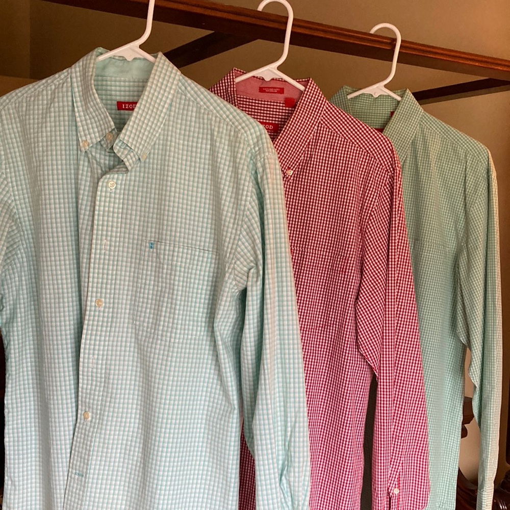 Bundle 3 Izod Gingham Plaid Shirts